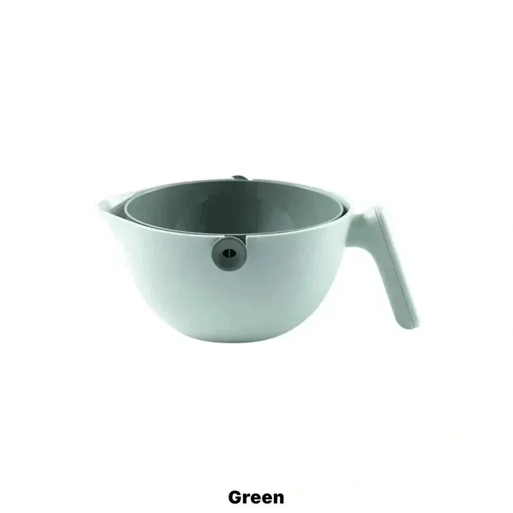 Double Layer Washing Bowl Drain Basket Single Handle Plastic Kitchenware